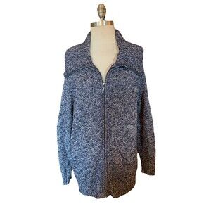 LL Bean Women's Sz XL Full Zip Cardigan Sweater Navy Preppy Old Money Classic